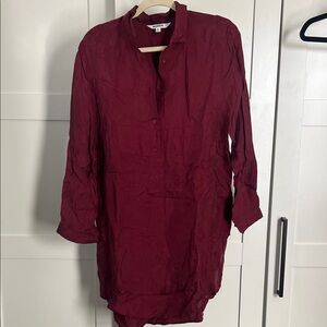 BB Dakota Deep Red Silky Blouse